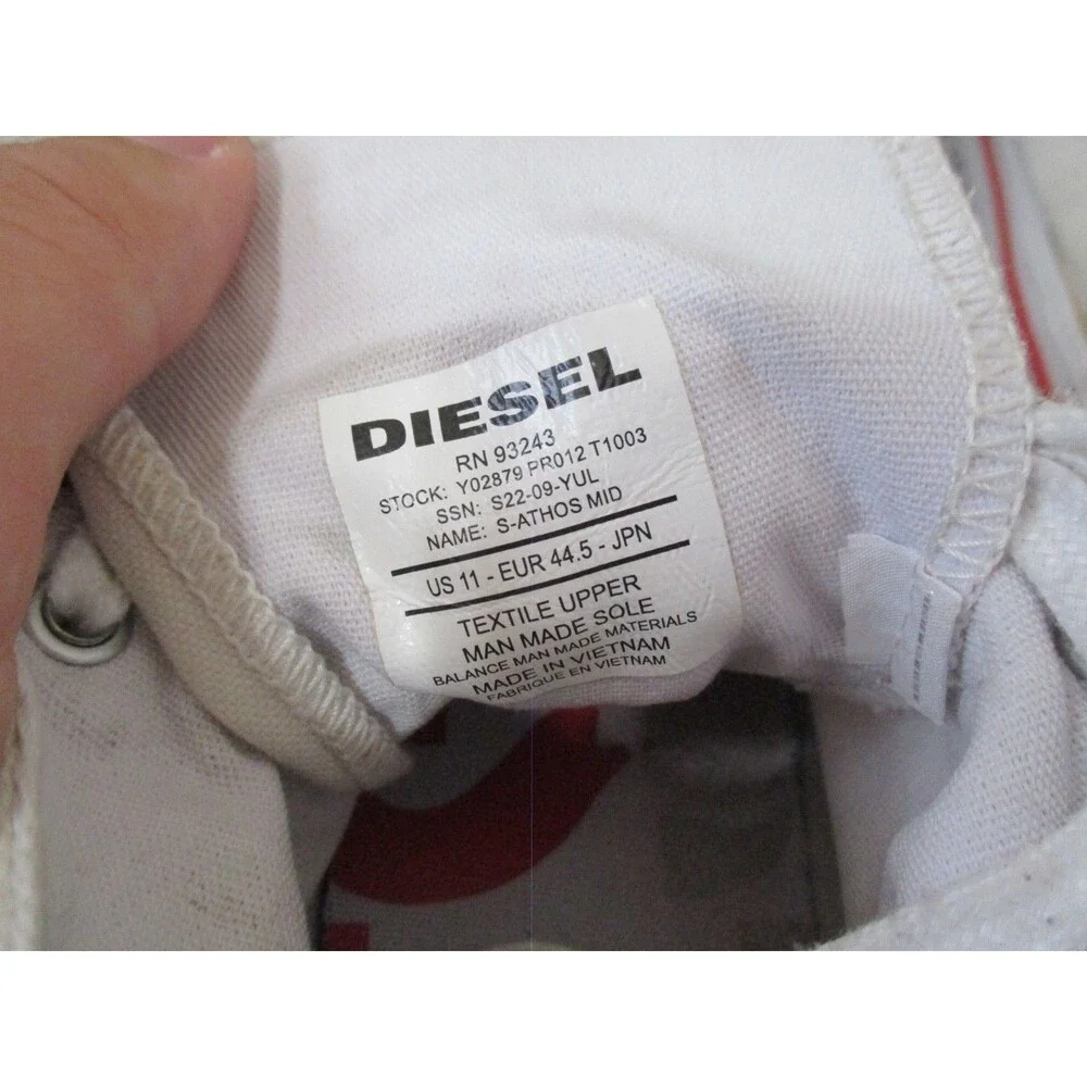 Diesel Mens Canvas High Top Sneakers Mens 12 White